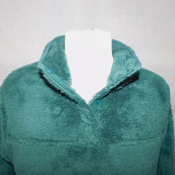 Eddie Bauer Womens M Green Plush Fleece 1/4 Snap Pullover Sweater - Picture 6 of 12